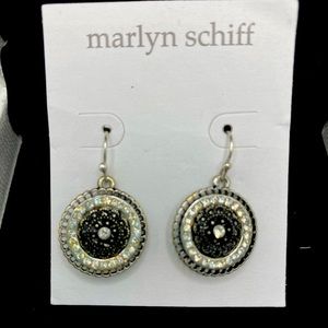 ‼️5/$20‼️ Black and white rhinestone diamond on silver tone